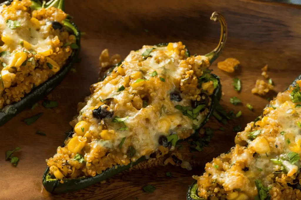 stuffed poblano peppers with cheese and quinoa