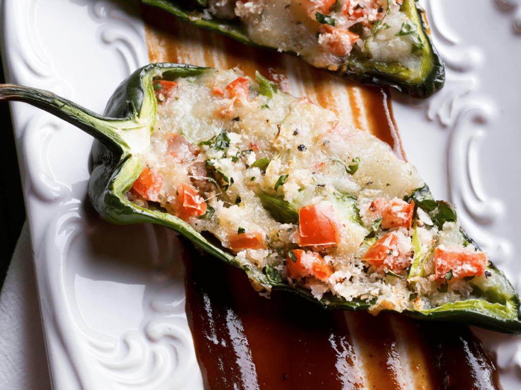 Poblano peppers are excellent for stuffing because of their thick, flavorful skin.